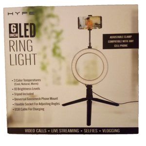HYPE 6" LED Ring Light with Tripod Brand New for Vlogging and Streaming Go Viral